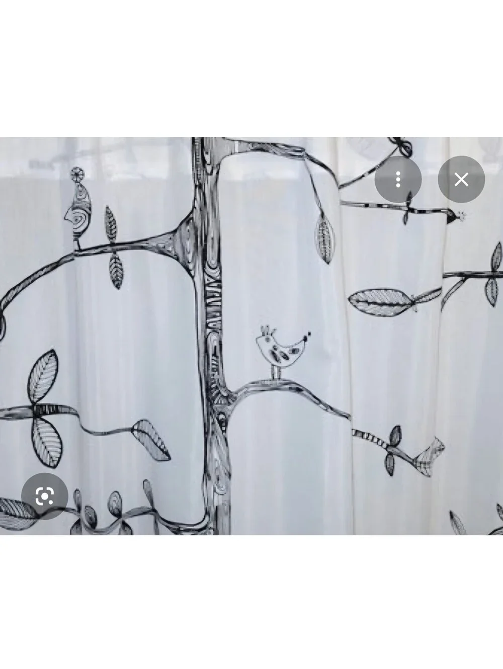 Vintage IKEA Eivor White Black Leaf Pattern 1 Pair Curtain Panels 56×82 NEW